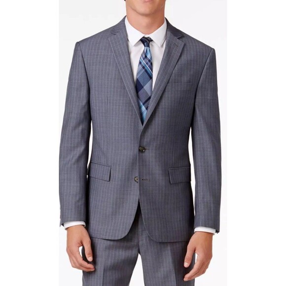 425$ RYAN SEACREST men GRAY WOOL plaidSUIT JACKET BLAZER SPORT COAT 38 L